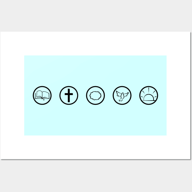 The Five Solas - Minimalist Christian Design Wall Art by SpitfireCreates